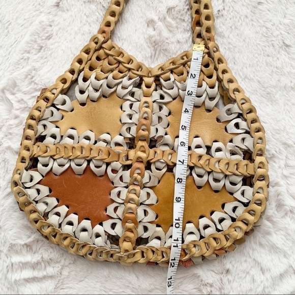 VINTAGE | 1970s Leather Chain Patchwork Shoulder Bag - Picture 11 of 12